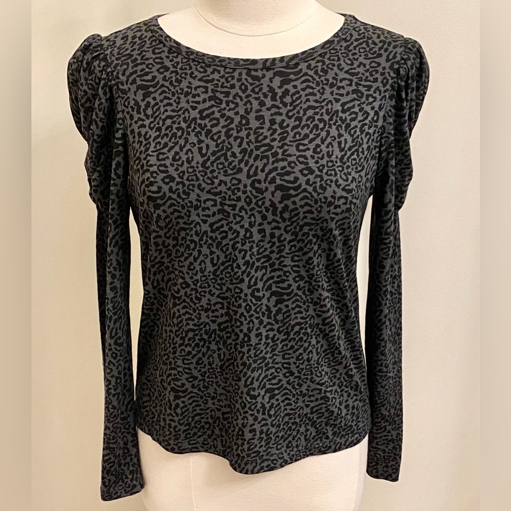 Sanctuary Jaya Black Grey Leopard Print Size S Cool-girl Preppy Boho Chic Top
